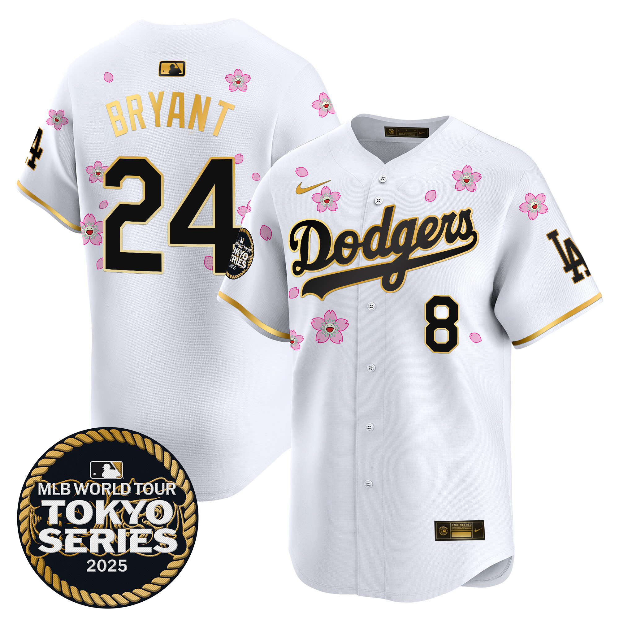 Men Los Angeles Dodgers #24 Bryant Tokyo Series white Limited Stitched 2025 Jersey style9->los angeles dodgers->MLB Jersey
